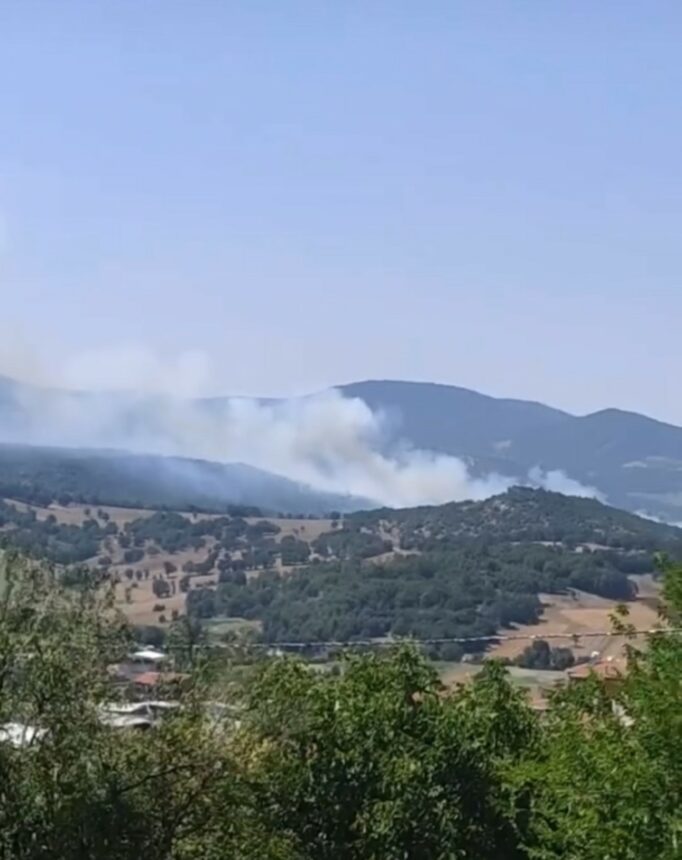 BURSA'NIN ORHANELİ İLÇESİNDE ORMANLIK ALANDA ÇIKAN YANGINA EKİPLERİN HAVADAN VE KARADAN MÜDAHALESİ SÜRÜYOR. (AHMET BERKE ERDAL/BURSA-İHA)<br /> Bursa'nın Orhaneli ilçesinde ormanlık alanda çıkan yangına ekiplerin havadan ve karadan müdahalesi sürüyor.